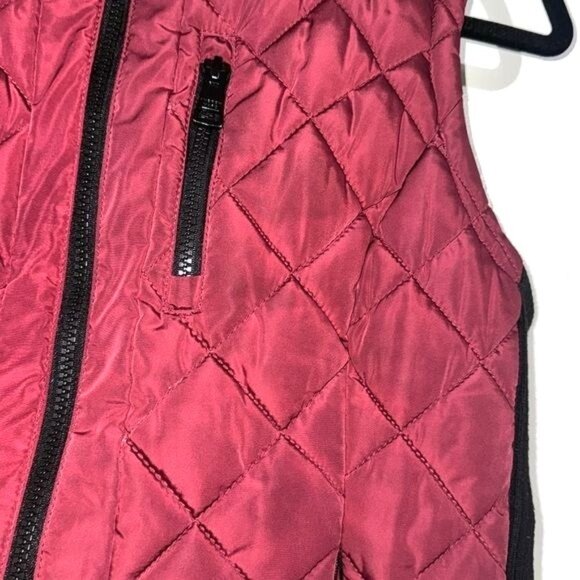 Andrew Marc Womens Quilted Burgundy Zip-Up Vest M Polyester & Spandex - Picture 6 of 9